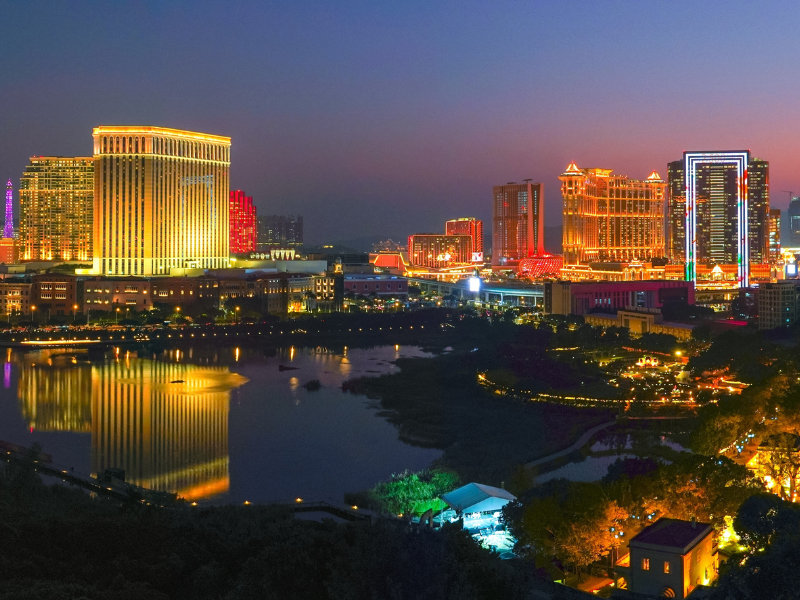 Macau skyline at night Poema Language Services Macau event planning guide